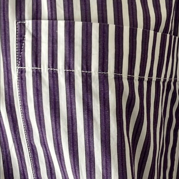 Neiman Marcus Eggplant and White Striped Button Down Shirt NWOT - Picture 3 of 8